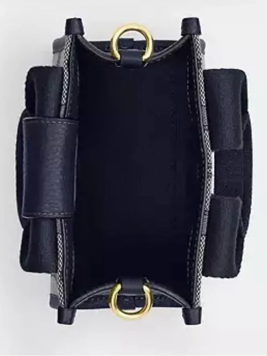 COACH Smith Mini Tote Bag In Signature Jacquard & Navy Pebbled Leather - Picture 7 of 9